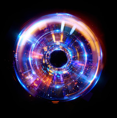 Abstract background. luminous swirling. Elegant glowing circle. Big data cloud. Light ring..Sparking particle. Space tunnel. Colorful ellipse. Glint sphere. Bright border. Magic portal. Energy ball.