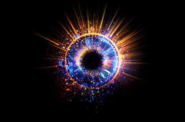 Abstract background. luminous swirling. Elegant glowing circle. Big data cloud. Light ring..Sparking particle. Space tunnel. Colorful ellipse. Glint sphere. Bright border. Magic portal. Energy ball.