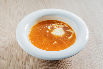 soup on the wooden background