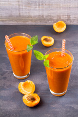 Apricot smoothie, milkshake, cocktail, vertical