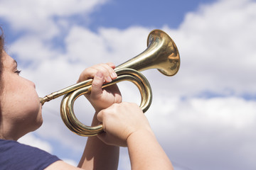 Woman playing the trumpet