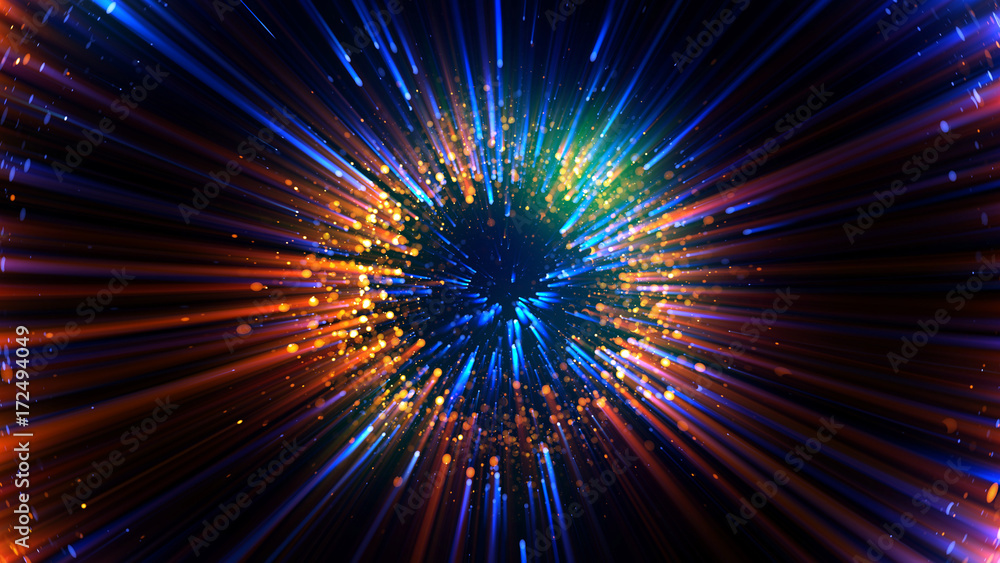 Canvas Prints abstract spacescape, black hole. star on dark background. magic explosion star with particles. speed
