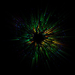Fototapeta premium Abstract spacescape, black hole. Star on dark background. Magic explosion star with particles. Speed of light. Motion blur. Journey to the universe. Lights trail using zoom. light warp speed. Nebula