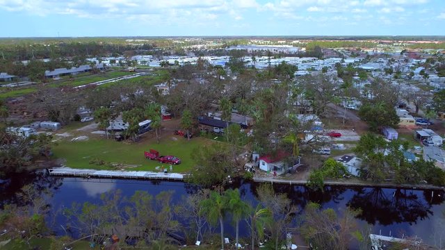 Mobile homes destroyed by Hurricane Irma Naples FL