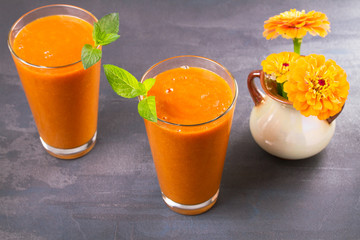 Apricot smoothie, milkshake, cocktail, horizontal