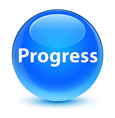 Progress glassy cyan blue round button