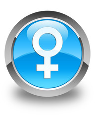 Female sign icon glossy cyan blue round button