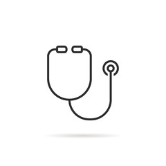 simple black thin line stethoscope icon