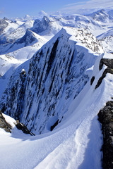 Snow Mountain on Norwegian Island Senja