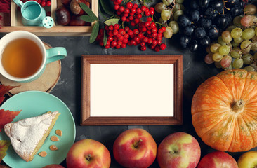 Autumn background with the white working field for inscriptions