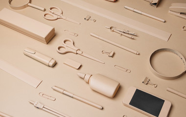 Golden stationary on gold background.