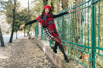 A beautiful woman in autumn.