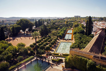 Fototapeta na wymiar Aerial view of Alcazar in Cordoba, Spain