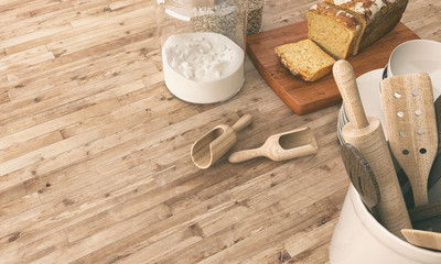 Making bread on table