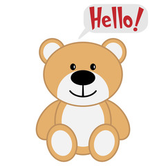 Toy bear with text Hello!