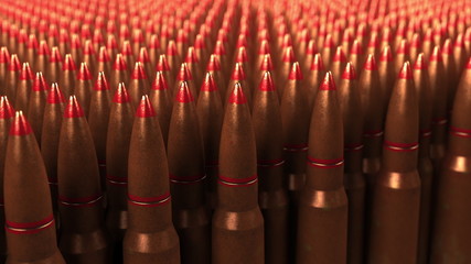 Big supply of shells or cartridges, 3D rendering. War, ammo, aggression concepts