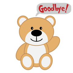 Toy bear with text Goodbye!