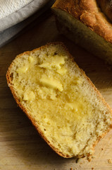 Bread Slice Spread with Melting Butter From Above