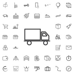 Fototapeta na wymiar Delivery, truck line icon logistics transportation parcel shipping delivery icons set Flat isolated on the white background. Vector illustration.Trendy style for graphic design logo