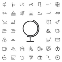 Globe line icon logistics transportation parcel shipping delivery icons set Flat isolated on the white background. Vector illustration.Trendy style for graphic design logo