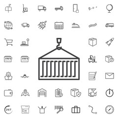 Container line icon logistics transportation parcel shipping delivery icons set Flat isolated on the white background. Vector illustration.Trendy style for graphic design logo