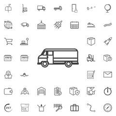 Fototapeta na wymiar Delivery, truck van line icon logistics transportation parcel shipping delivery icons set Flat isolated on the white background. Vector illustration.Trendy style for graphic design logo