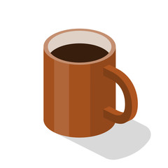 Isometric 3D vector illustration concept orange cup of tea or coffee