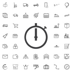 Stopwatch line icon logistics transportation parcel shipping delivery icons set Flat isolated on the white background. Vector illustration.Trendy style for graphic design logo