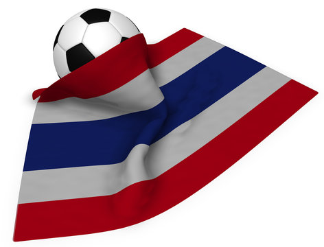 soccer ball and flag of thailand - 3d rendering