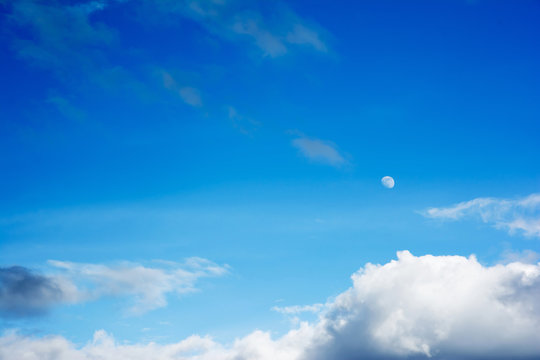 Blue sky with moon background