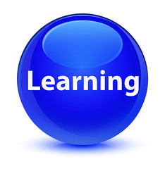 Learning glassy blue round button