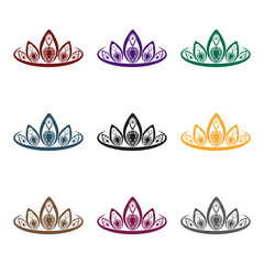 Diadem icon in black style isolated on white background. Jewelry and accessories symbol stock vector illustration. © pandavector