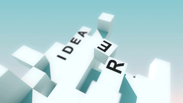 Rebranding words animated with cubes