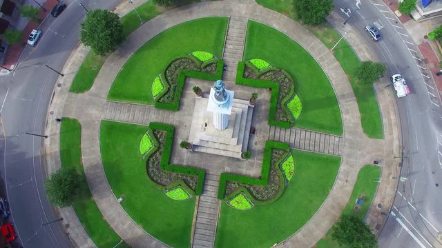 Aerial drone footage of General Lee Statue at Lee Circle 
