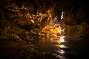 Beautiful cave and river in Thailand