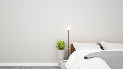 The interior bedroom space furniture 3d rendering and background decoration in hotel - minimal style concept