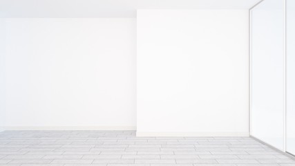 The interior minimal empty space and white background in apartment - 3D Rendering