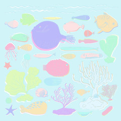 Vector of underwater creatures
