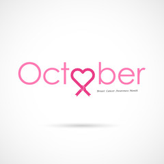 Pink heart ribbon sign.Breast Cancer October Awareness Month Campaign Background.Women health vector design.