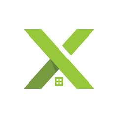 letter x and house logo concept. logo template.