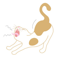 ねこ 猫 あくび 白背景