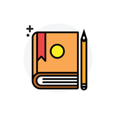 Book and pencil concept Isolated Line Vector Illustration editable Icon