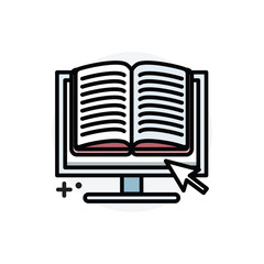 Online e-book concept Isolated Line Vector Illustration editable Icon