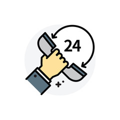 24 hour contact concept Isolated Line Vector Illustration editable Icon