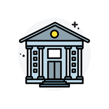 Bank building concept Isolated Line Vector Illustration editable Icon
