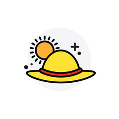 Sun and cap concept Isolated Line Vector Illustration editable Icon