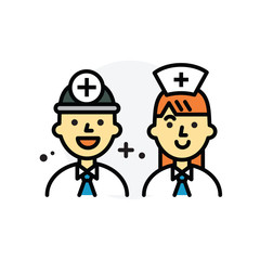 Doctor and nurse concept Isolated Line Vector Illustration editable Icon