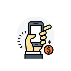 Mobile bank concept Isolated Line Vector Illustration editable Icon