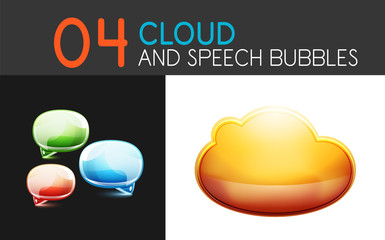 Cloud and speech bubble icon sets