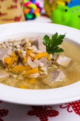Soup with pearl barley